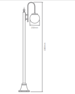 Domus LISBON 1LT 2.4M 250mm Opal Post LED Wall Light Beige / Black / Burgundy / Green / White IP43 - 15782, 15783, 15784, 15785, 15787 - Domus Lighting