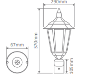 Domus CHESTER-LARGE POST TOP B22 LED Weatherproof Beige/ Black/ Burgundy/ Green/ White IP43 - 15086, 15087, 15088, 15089, 15091