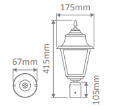 Domus PARIS POST TOP B22 LED Weatherproof Beige / Burgundy / Black / Green / White - 15182, 15183, 15184, 15185, 15187