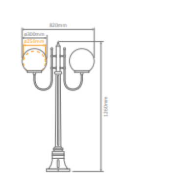 Domus LISBON 2LT 1.32M 300mm Opal Post LED Flood Light Beige / Burgundy / White / Green / Black IP43 - 15692, 15693, 15694, 15695, 15697 - Domus Lighting