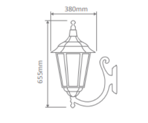 Domus CHESTER-LARGE WALL BRACKET C-ARM UP B22 Exterior Wall Lights Beige / Black / Burgundy / Green / White IP43 - 15098, 15099, 15100, 15101, 15102