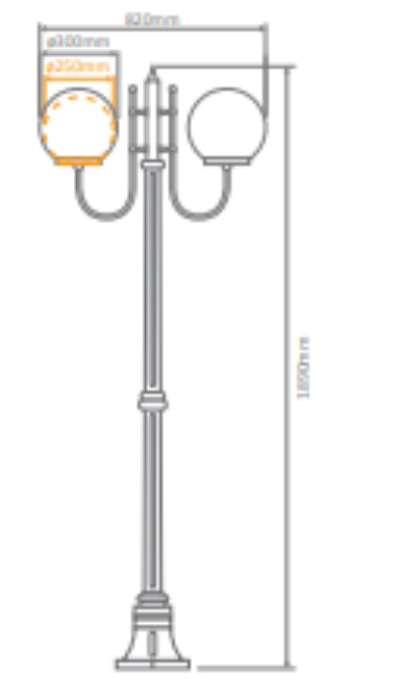 Domus LISBON 2LT 1.94M 250mm Opal Post LED Flood Light Beige/ Black/ Burgundy/ Green/ White IP43 - 15710, 15711, 15712, 15713, 15715