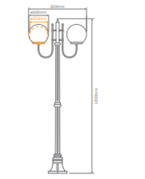 Domus LISBON 2LT 1.94M 300mm Opal Post LED Flood Light Beige/ Burgundy/ Black/ Green/ White IP43 - 15716, 15717, 15718, 15719, 15721