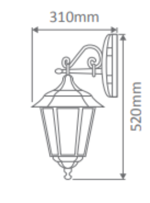 Domus TURIN WALL BRACKET DOWN S-ARM Exterior Wall Lights Beige / Black / Burgundy / Green / White - 15422, 15423, 15424, 15425, 15427 - Domus Lighting