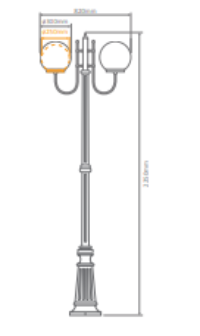 Domus LISBON 2LT 2.29M 25Omm Opal Post LED Flood Light Beige/ Black/ Burgundy/ Green/ White IP43 - 15734, 15735, 15736, 15737, 15739