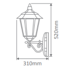 Domus TURIN WALL BRACKET UP S-ARM Exterior Wall Lights Beige / Black / Burgundy / Green / White - 15416, 15417, 15418, 15419, 15421 - Domus Lighting