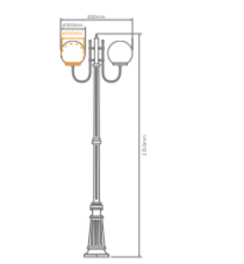 Domus LISBON 2LT 2.29M 300mm Opal Post LED Flood Light Beige/ Black/ Burgundy/ Green/ White IP43 - 15740, 15741, 15742, 15743, 15745