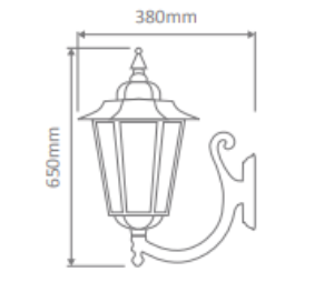 Domus TURIN-LARGE WALL BRACKET C-ARM UP Exterior Wall Lights Beige / Black / Burgundy / Green / White - 16133, 16134, 16135, 16136, 16137 - Domus Lighting