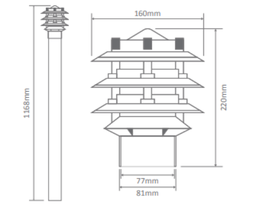 Domus BL-100-1M-KIT Head LED Bollards Accessory Beige/ Black/ Silver/ Green/ White 240V IP44 - 10728, 10729, 10730 10731, 10732