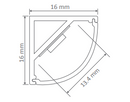 Domus CORNER-16 1M C/W RND DIF LED Channels and Accessories Aluminium / Black / White - 22026, 22070, 22071 - Domus Lighting