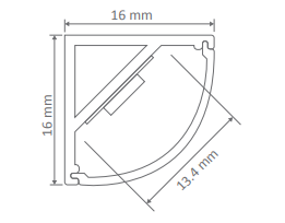 Domus CORNER-16 1M C/W RND DIF LED Channels and Accessories Aluminium / Black / White - 22026, 22070, 22071 - Domus Lighting