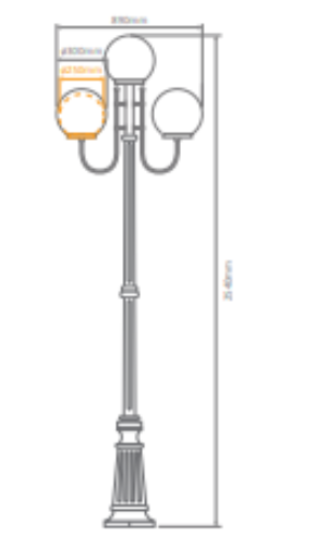 Domus LISBON 3LT 2.54M 250mm Opal LED Flood Light Beige/ Black/ White/ Burgundy/ Green IP43 - 15746, 15747, 15748, 15749, 15751