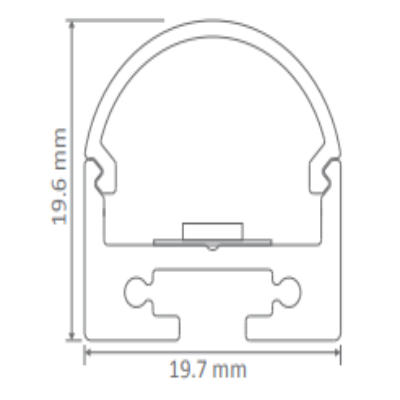 Domus CURVE-20-SM 1M C/W RND DIF LED Channels and Accessories Aluminium / Black / White - 22008, 22066, 22067