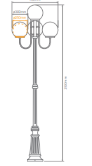 Domus LISBON 4LT 2.54M 300mm Opal Post LED Flood Light Beige/ Burgundy/ White/ Black/ Green IP43 - 15776, 15777, 15778, 15779, 15781