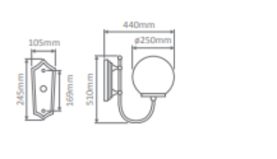 Domus LISBON E27 WALL BRACKET 250MM Accessories Beige / Black / Burgundy / Green / White - 15662, 15663, 15664, 15665, 15667 - Domus Lighting