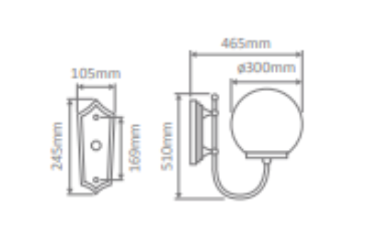 Domus LISBON WALL BRACKET 300MM Accessories Beige / Black / Burgundy / Green / White - 15668, 15669, 15670, 15671, 15673 - Domus Lighting