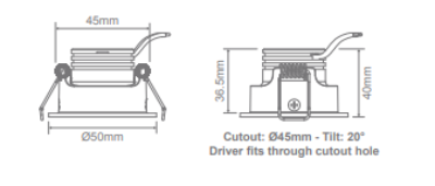 Domus Pico-3 Mini Round Dimmable Tiltable LED Downlight Kit Tri - White 3W 240V IP40 - 21578