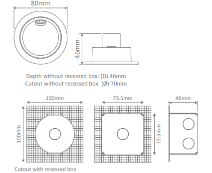 Domus You-Round Recessed LED Interior Step Lights 3000K 5000K Black 3W 240V IP54 - 19989, 19990 - Domus Lighting