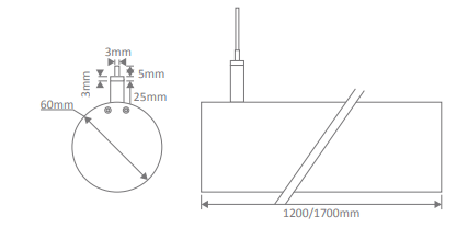 Domus Pipe-60 Linear Interior Pendant Tri - Aluminum 20.8W 240V IP20 - 23110, 23111, 23112