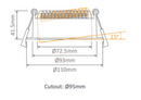 Domus Deco-13 Round Tiltable Dimmable LED Downlight Kit Tri - White 13W 240V IP44 - 20430, 21667 - Domus Lighting