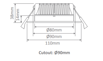 Domus Deco-13 Square Dimmable LED Downlight Kit Tri - Aluminium 13W 240V IP44 - 20427, 21593 - Domus Lighting