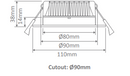 Domus Deco-13 Kit Square Dimmable LED Downlights White 13W 240V IP44 - 20425, 21591 - Domus Lighting