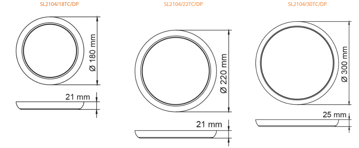 SAL Frisbee SL21041TC LED Oysters Tri- White 8/12W, 12/18W, 18/25W 240V IP44 - SL2104/18TC/DP, SL2104/22TC/DP, SL2104/30TC/DP