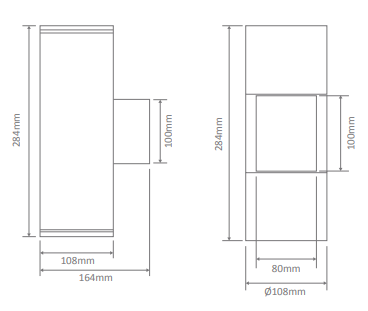 Domus Piper-2 Square Exterior Wall Lights 3000K 5000K Dark Grey 20W 240V IP65 - 49230, 49231 - Domus Lighting