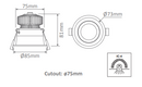 Domus Deep-10 Round Deepset Recessed Dimmable LED Downlight Tri - Black 10W 240V IP40 - 21729, 21733 - Domus Lighting