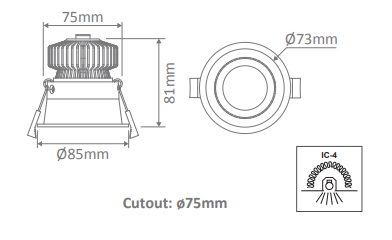 Domus Deep-10 Round Deepset Recessed Dimmable LED Downlight Tri - Black 10W 240V IP40 - 21729, 21733 - Domus Lighting