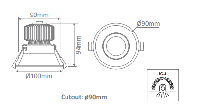 Domus Deep-13 Round Deepset Recessed Dimmable LED Downlight Tri - White 13W 240V IP40 - 21732, 21736 - Domus Lighting