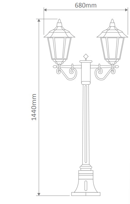 Domus TURIN 2LT 1.49M Post LED Flood Light Beige / Burgundy / Black / White / Green IP43 - 15440, 15441, 15442, 15443, 15445 - Domus Lighting