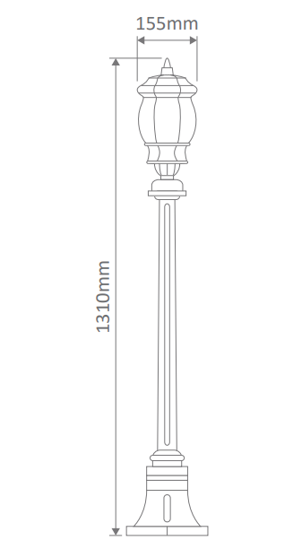 Domus VIENNA 1LT 1.31M Post LED Weatherproof Beige / Burgundy / Black / Green / White IP23 - 15902, 15903, 15904, 15905, 15907 - Domus Lighting