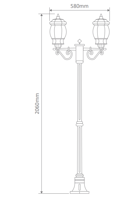 Domus VIENNA 2LT 2.08M Post LED Flood Light Beige/ Black/ Burgundy/ Green/ White IP23 - 15920, 15921, 15922, 15923, 15925