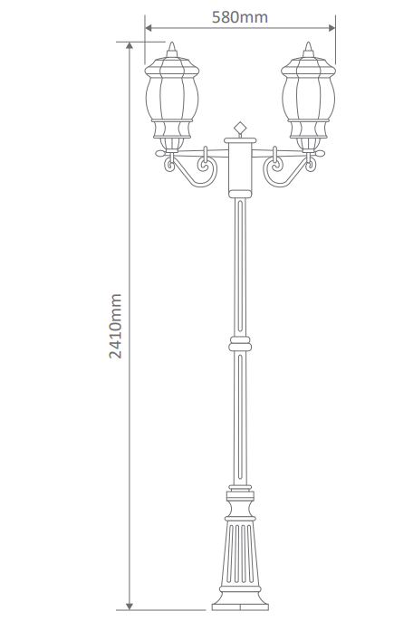 Domus VIENNA 2LT 2.44M Post LED Flood Light Beige / Burgundy / Black / Green / White IP23 - 15932, 15933, 15934, 15935, 15937 - Domus Lighting