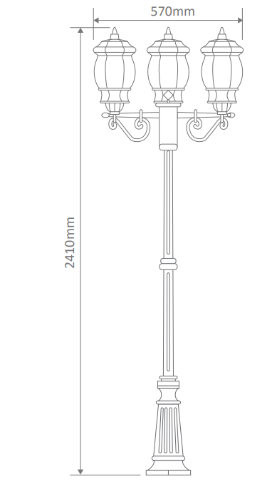 Domus VIENNA 3LT 2.44M Post LED Flood Light Beige / Black / Burgundy / Green / White IP23 - 15938, 15939, 15940, 15941, 15943 - Domus Lighting