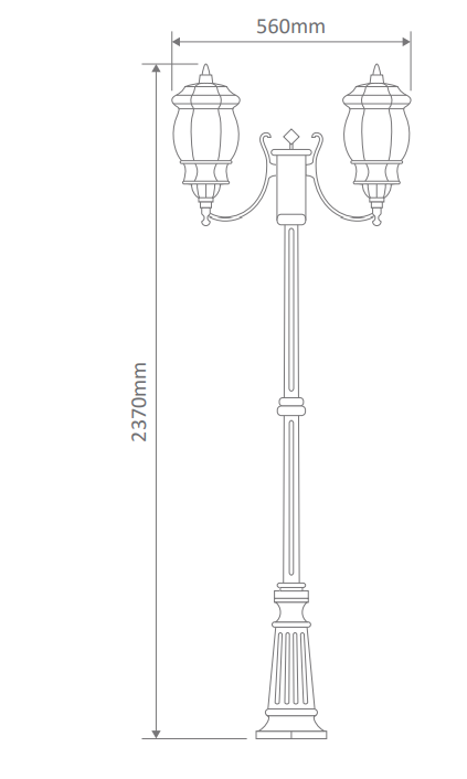 Domus VIENNA 2LT 2.35M Post LED Flood Light Beige/ Black/ Burgundy/ Green/ White IP23 - 15968, 15969, 15970, 15971, 15973