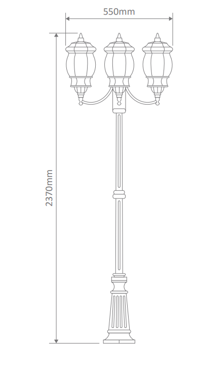 Domus VIENNA 3LT 2.35M Post LED Flood Light Beige/ Black/ Burgundy/ Green/ White IP23 - 15974, 15975, 15976, 15977, 15979