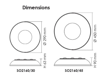 SAL Shell SO3160 LED Oysters 3000K Anodised Silver 14/30W 240V - SO3160/30, SO3160/45 - SAL Lighting