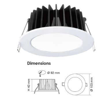 SAL ECOGEM S9041HO/TC LED Downlight Tri - White 13W 240V IP44 - S9041HO/TC/WH