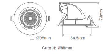 Domus Scoop-13 Round Adjustable Dimmable LED Downlight Kit Tri - White 13W 240V IP20 - 20468, 20469 - Domus Lighting