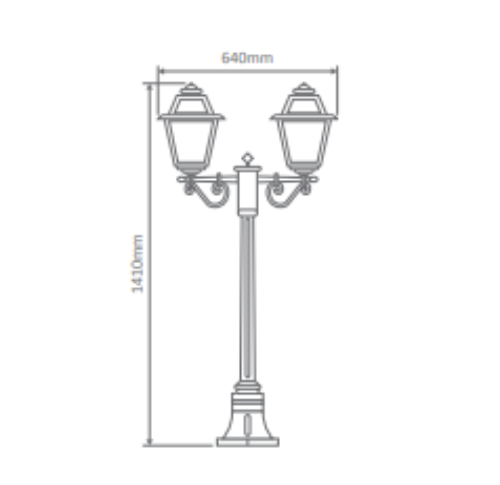 Domus AVIGNON 2LT 1.4M POSTLIGHT B22 LED Flood Lights Beige/ Black/ Burgundy/ Green/ White IP43- Avignon