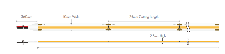 Domus PLEX-COB-5 1M LED Strip and Channels Tri - 5W 24V IP54 - 24000, 24001, 24002 - Domus Lighting