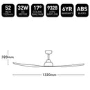 Brilliant BAHAMA- 52in. Ceiling Fan Black-Black 32W 240V - 19587/06