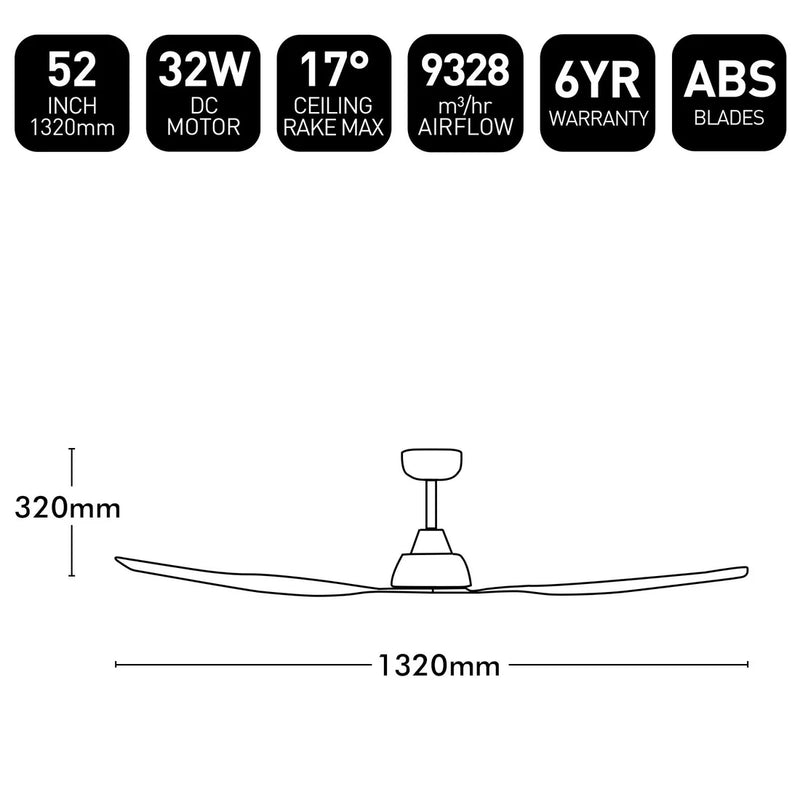 Brilliant BAHAMA- 52in. Ceiling Fan Black-Black 32W 240V - 19587/06