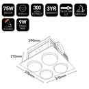 Brilliant HORIZON- LED 4 Light Bathroom Mate Tri- White/ Silver 9W 240V - 19849/05