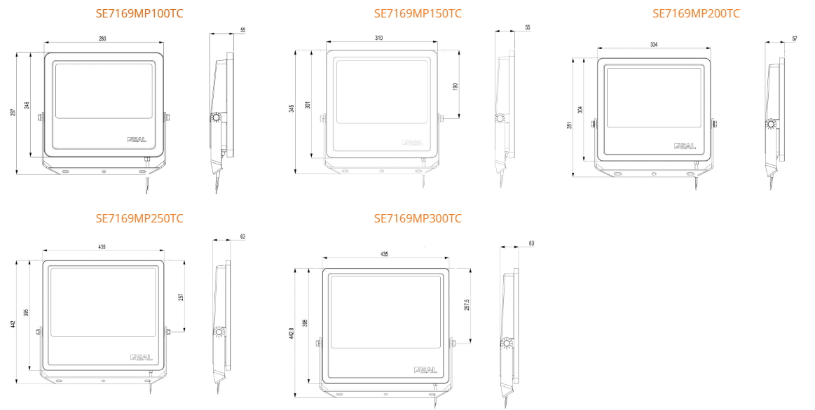 SAL TRADESTAR SE7169MP LED Flood Light Tri - Black 70/300W 240V IP66 - SE7169MP - SAL Lighting