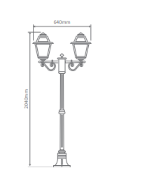 Domus AVIGNON 2LT 2.05M POSTLIGHT B22 LED Flood Lights Beige/ Black/ Burgundy/ Green/ White IP43- Avignon