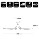 Brilliant VECTOR- 52in. with Ezy-Fit Blades Ceiling Fan White 50W 240V - 20167/05