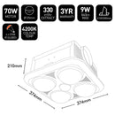 Brilliant VELOCITY-II- 4 Light Bathroom Mate Lamps and Globes 4200K White 9W 240V - 20354/05